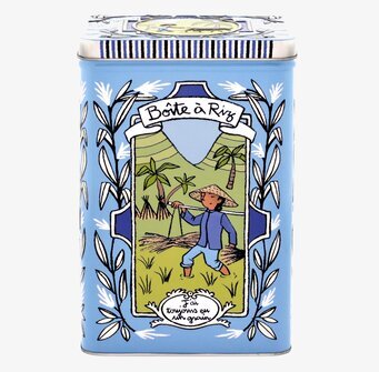 Plåtburk Relief Ris från Derriére la porte med lantlig design