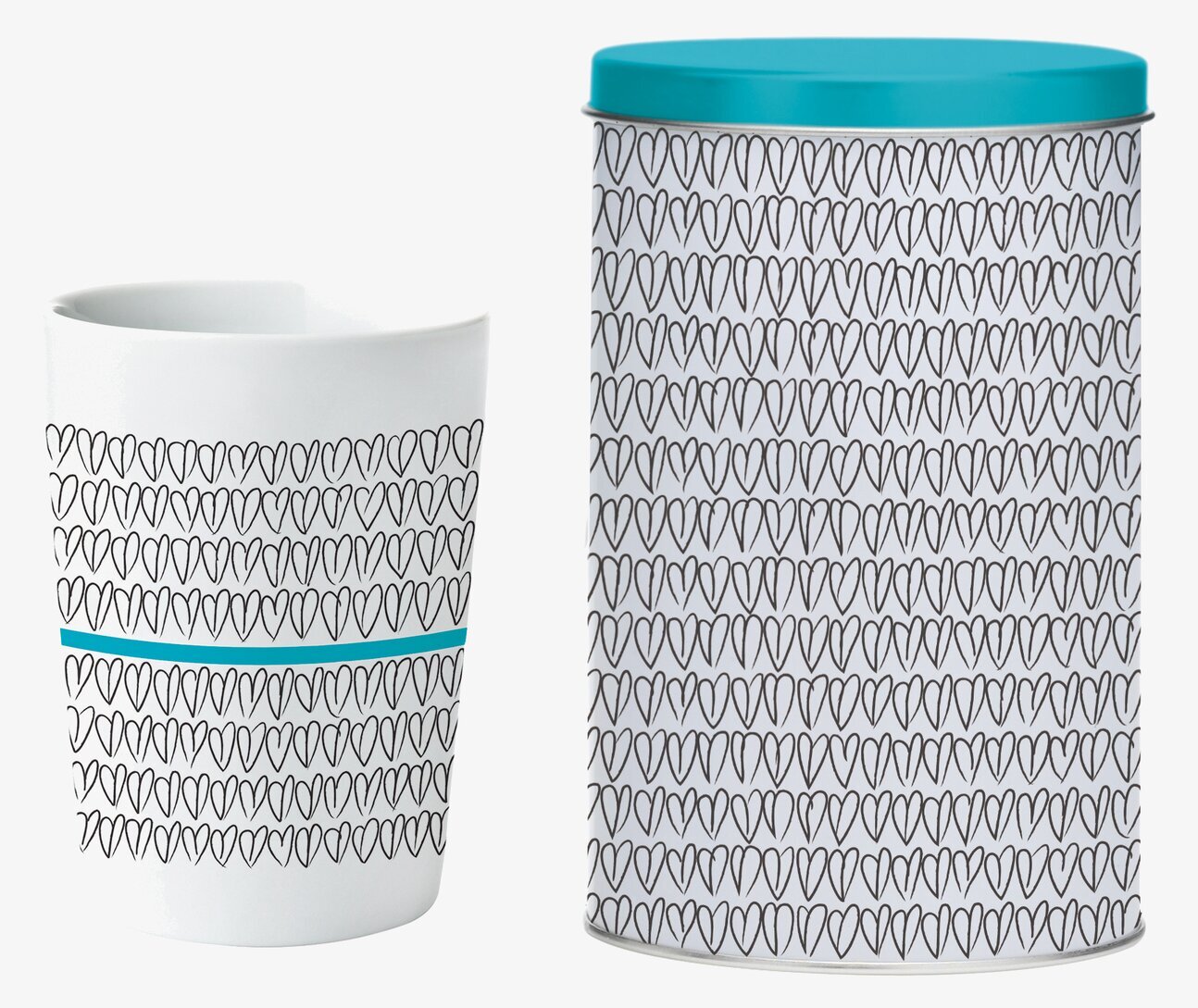 Plåtburk Inkl Termomugg Blue Heart från Mette Ditmer
