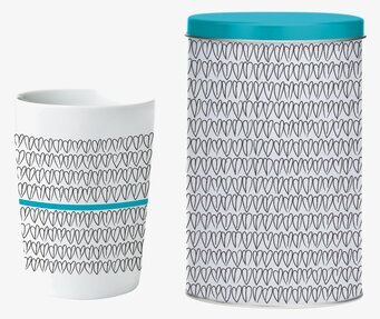 Plåtburk Inkl Termomugg Blue Heart från Mette Ditmer