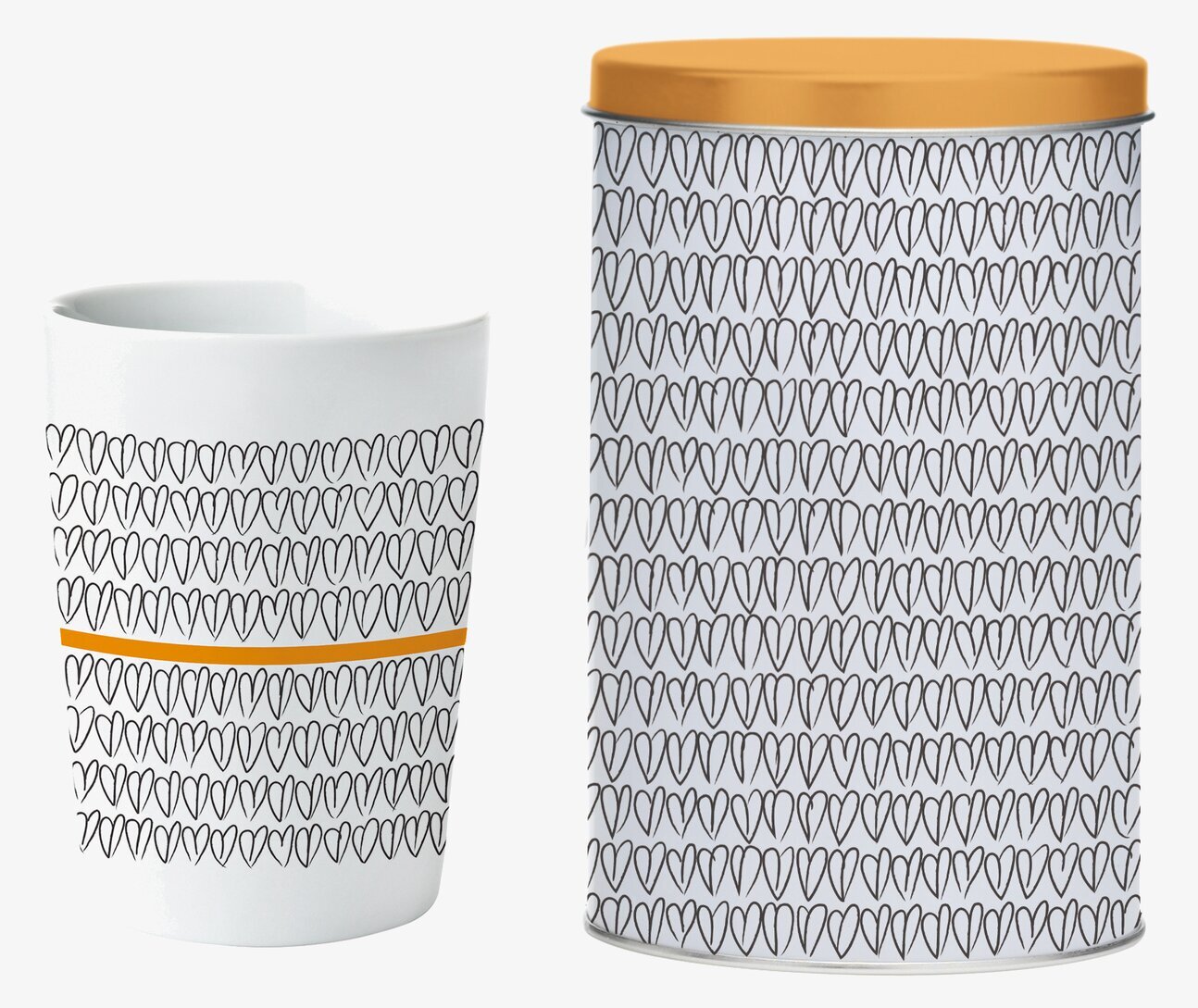 Plåtburk Inkl Termomugg Orange Heart från Mette Ditmer