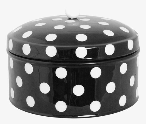 Plåtburk Dagny Svart/Vit från Strömshaga med vita prickar
