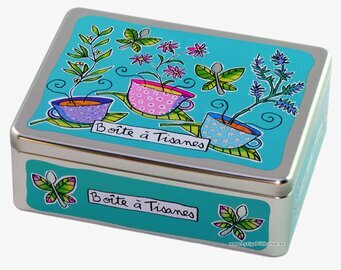 Plåtburk Buljong/Te grön från Derriére la porte, färgglad