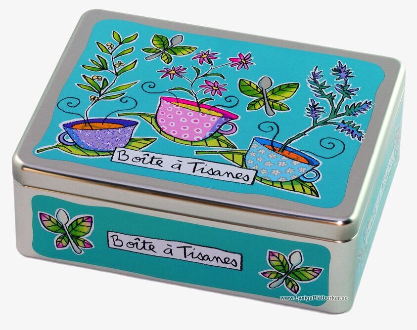 Plåtburk Buljong/Te grön från Derriére la porte, färgglad
