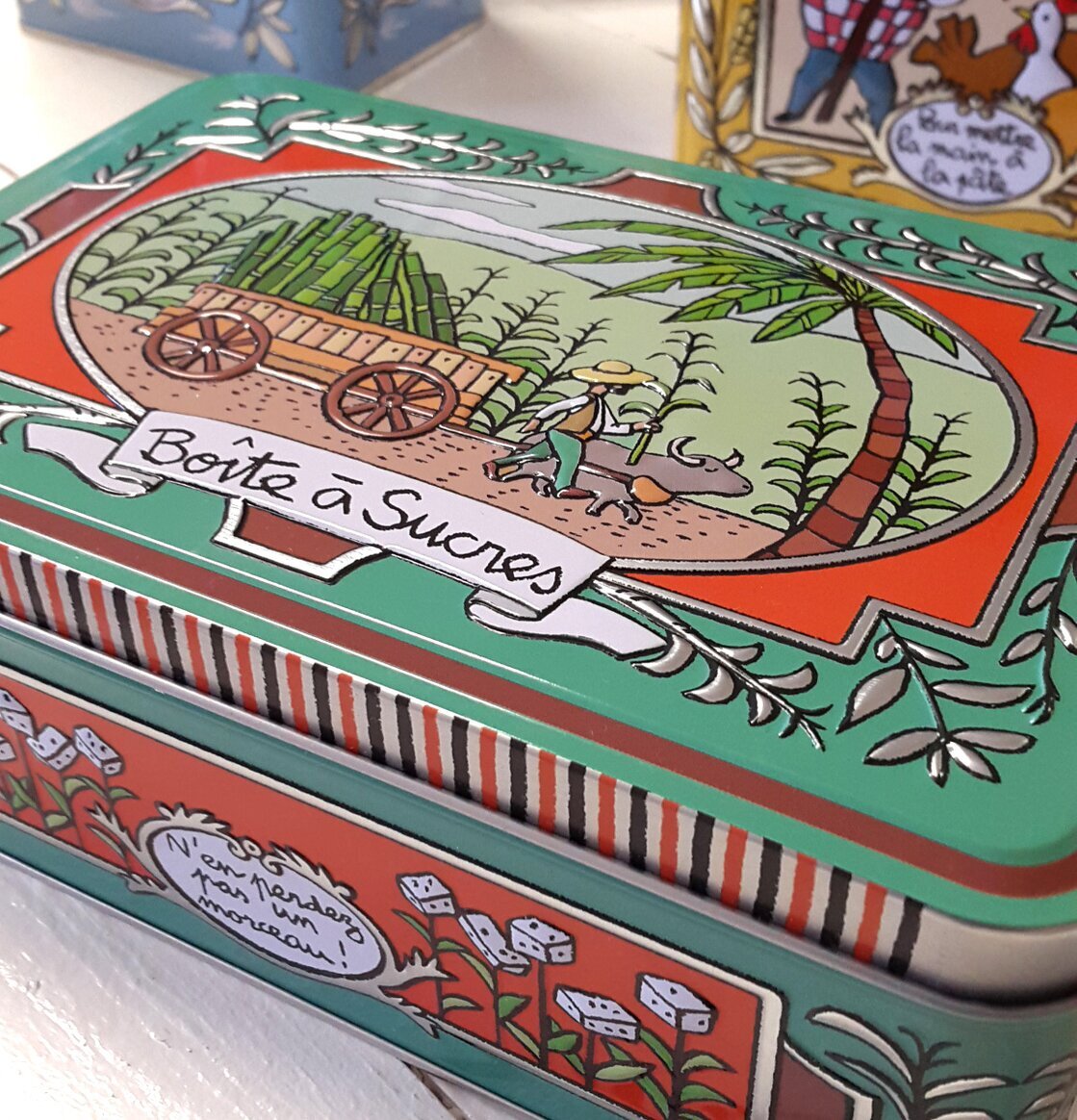 Plåtburk Relief Socker från Derriére la porte, vintage design