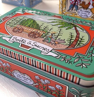 Plåtburk Relief Socker från Derriére la porte, vintage design