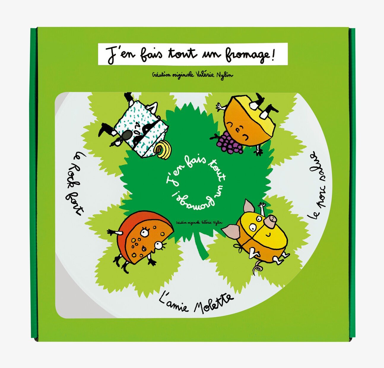 Bild av färgglad ostbricka med tecknade karaktärer