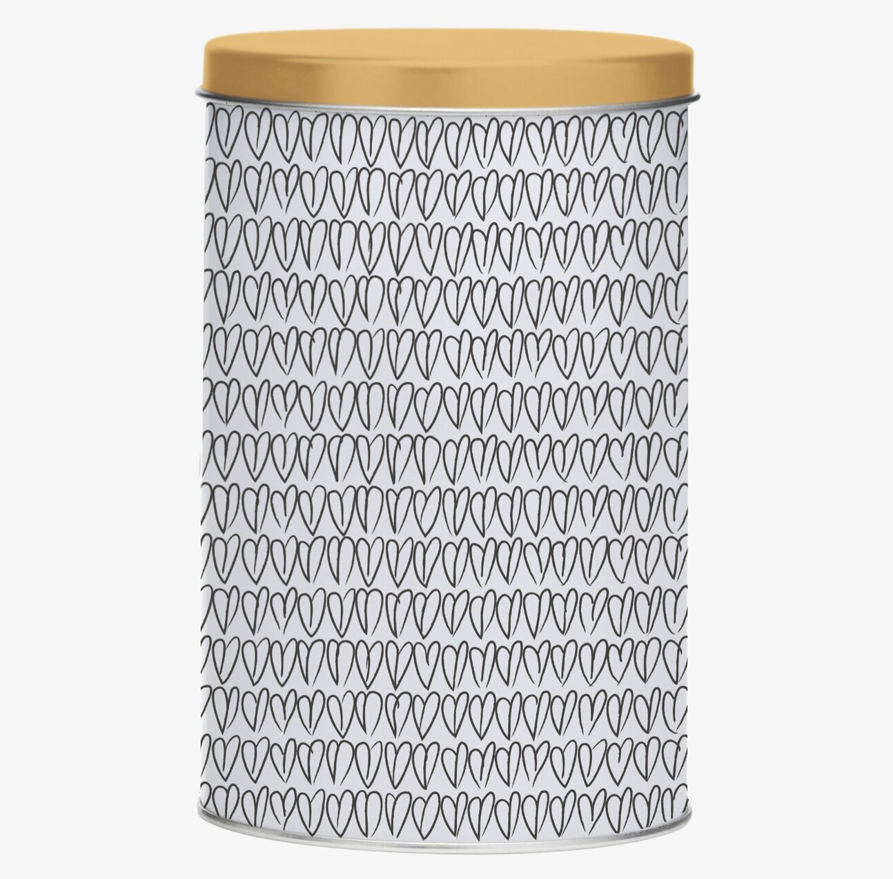 Plåtburk Orange Heart från Mette Ditmer med hjärtmönster