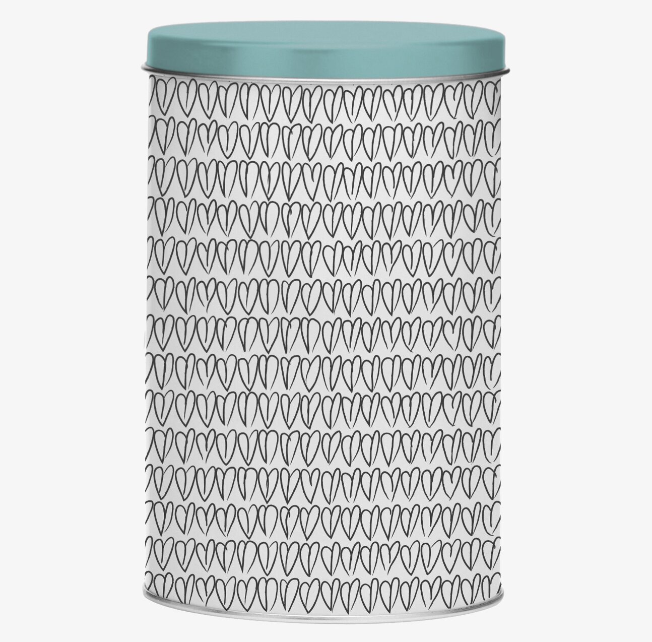 Plåtburk Blue Heart från Mette Ditmer med hjärtmönster