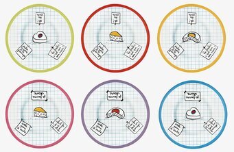 Bild av färgglada ostbrickor med humoristisk design