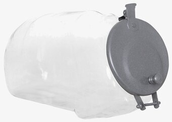 Bild av elegant glasburk med metalllock och gångjärn