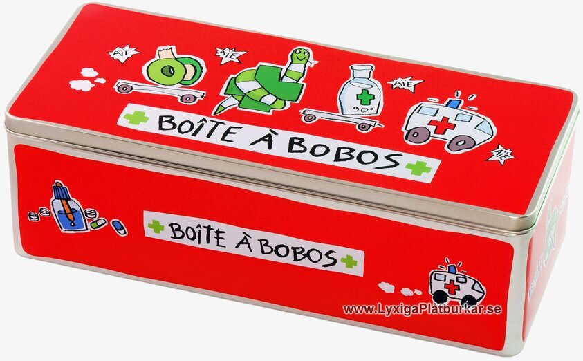 Plåtburk Medicin (röd) från Derriére la porte med motiv