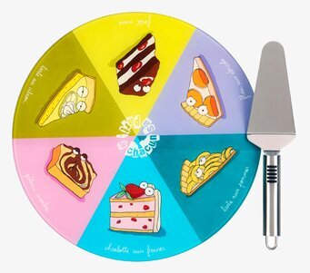 Bild av färgglatt dessertfat med sex olika bakverk