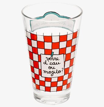 Bild av glas med rutmönster och text för dryckesval