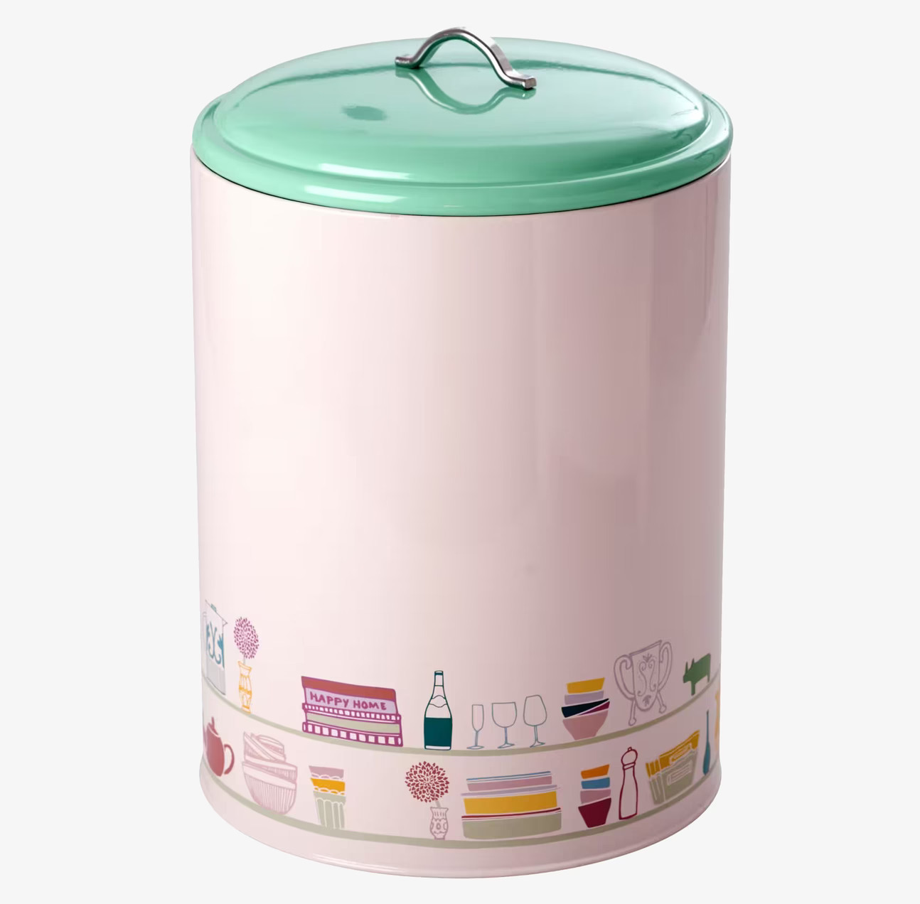 Köksburk L Cupboard från Rice i ljusrosa med mintgrönt lock