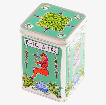 Plåtburk Te Ljusgrön från Derriére la porte med te-tema