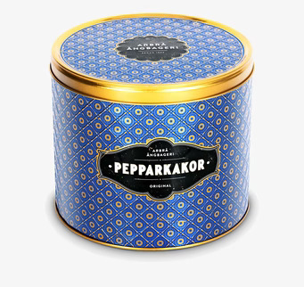 Foto av lyxig blå plåtburk med geometriskt mönster