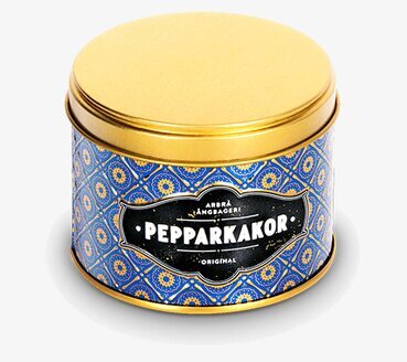 Bild av lyxig plåtburk med blått och guldmönster