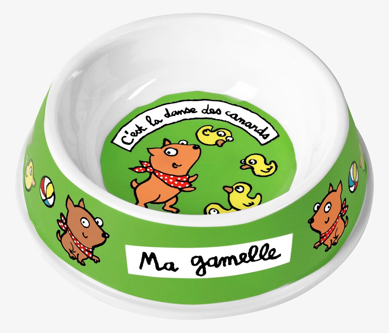 Bild av charmig och lekfull hundskål i grön färg