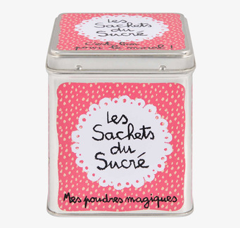Plåtburk Vaniljsocker från Derriére la porte i rosa mönster