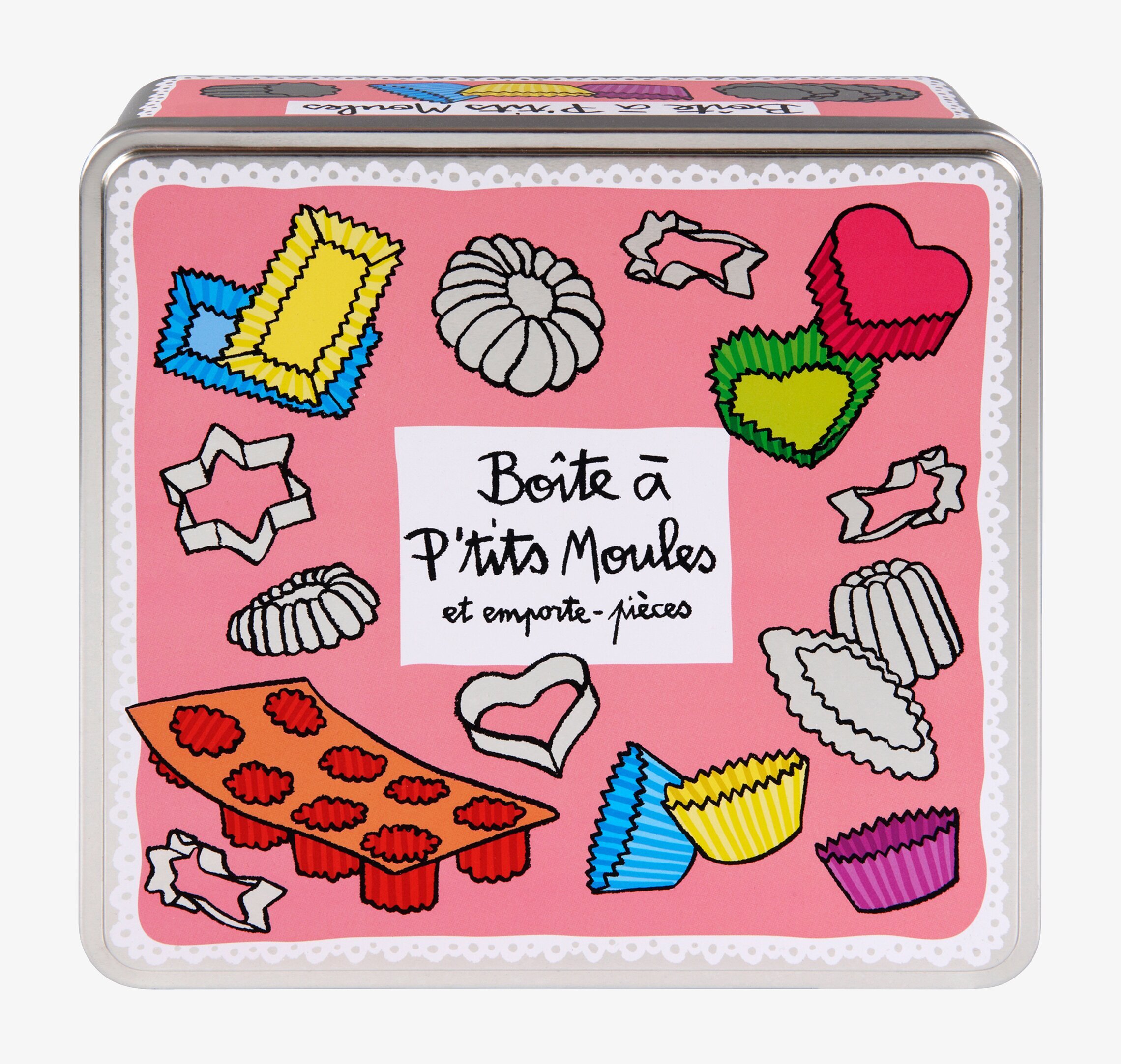 Plåtburk Kakformar från Derriére la porte med färgglada mönster