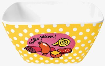 Bild av färgglad fyrkantig skål med lekfull design