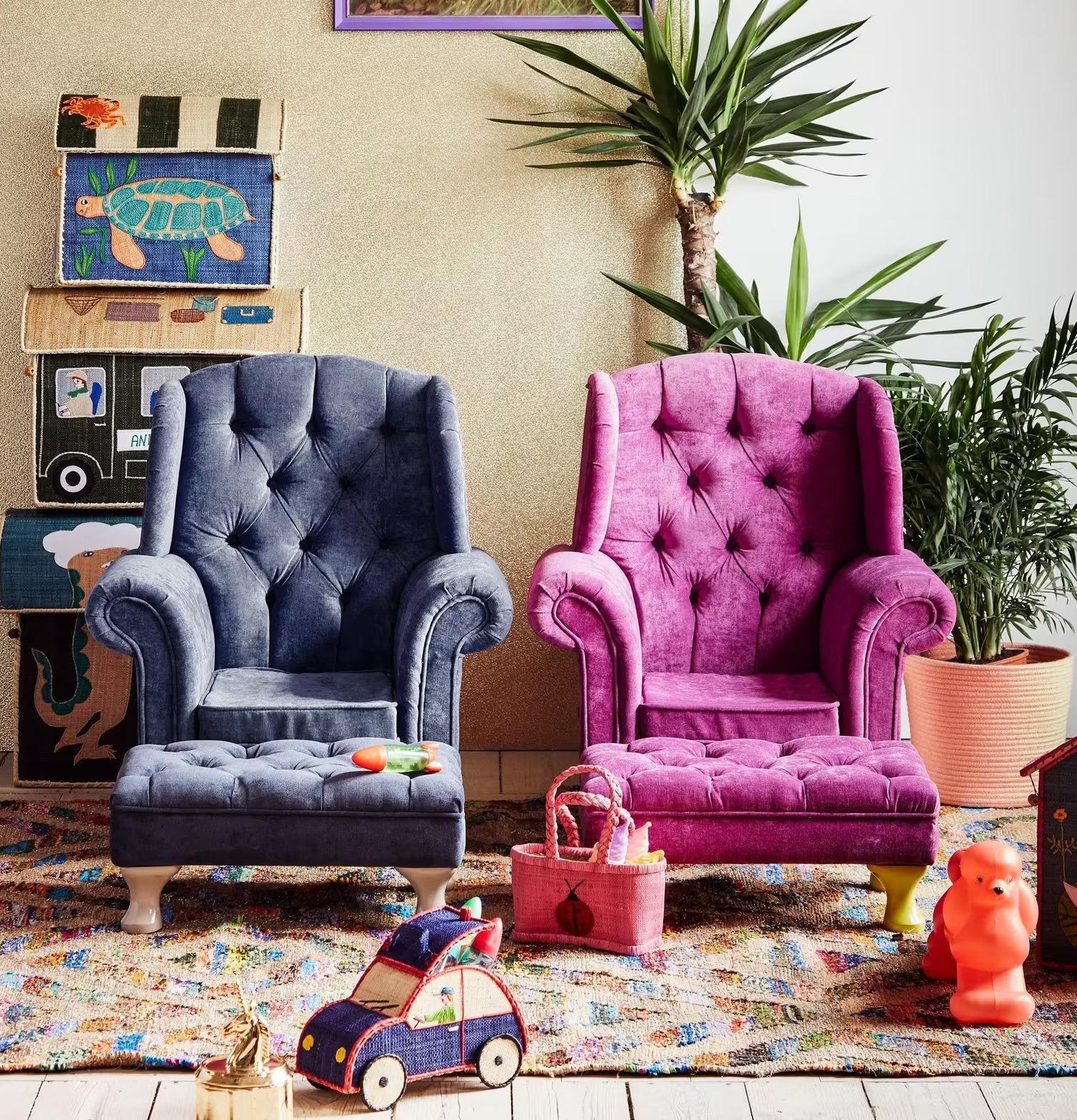 Förvaringskorg Large Dinosaurier från Rice i barnrum