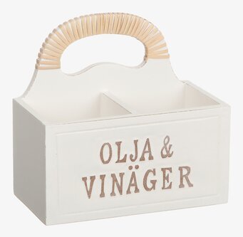 Foto av elegant låda för olja och vinägerflaskor