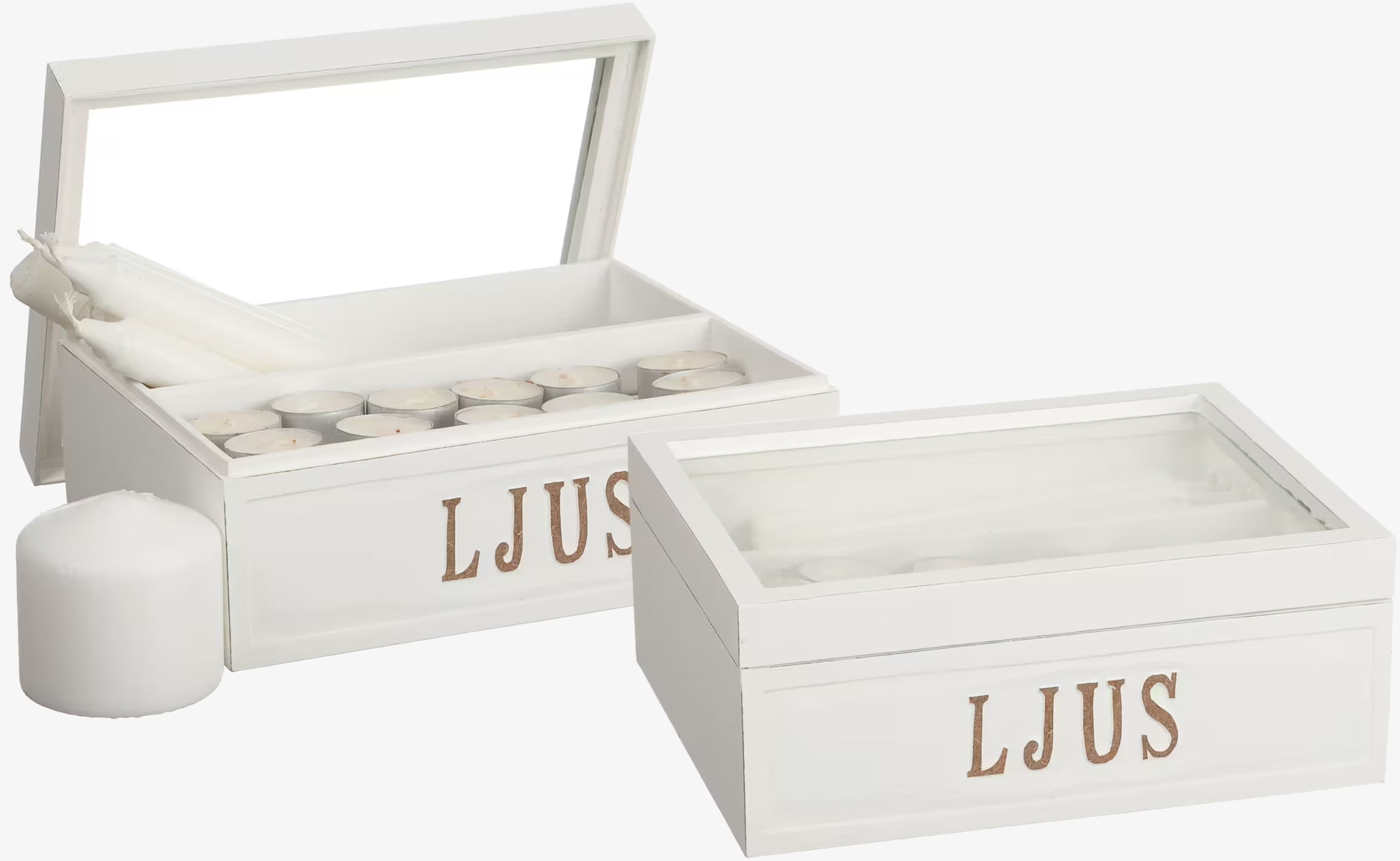 Trälåda Ljus från Different Design för förvaring av ljus