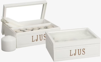 Bild av elegant trälåda för ljusförvaring och dekoration