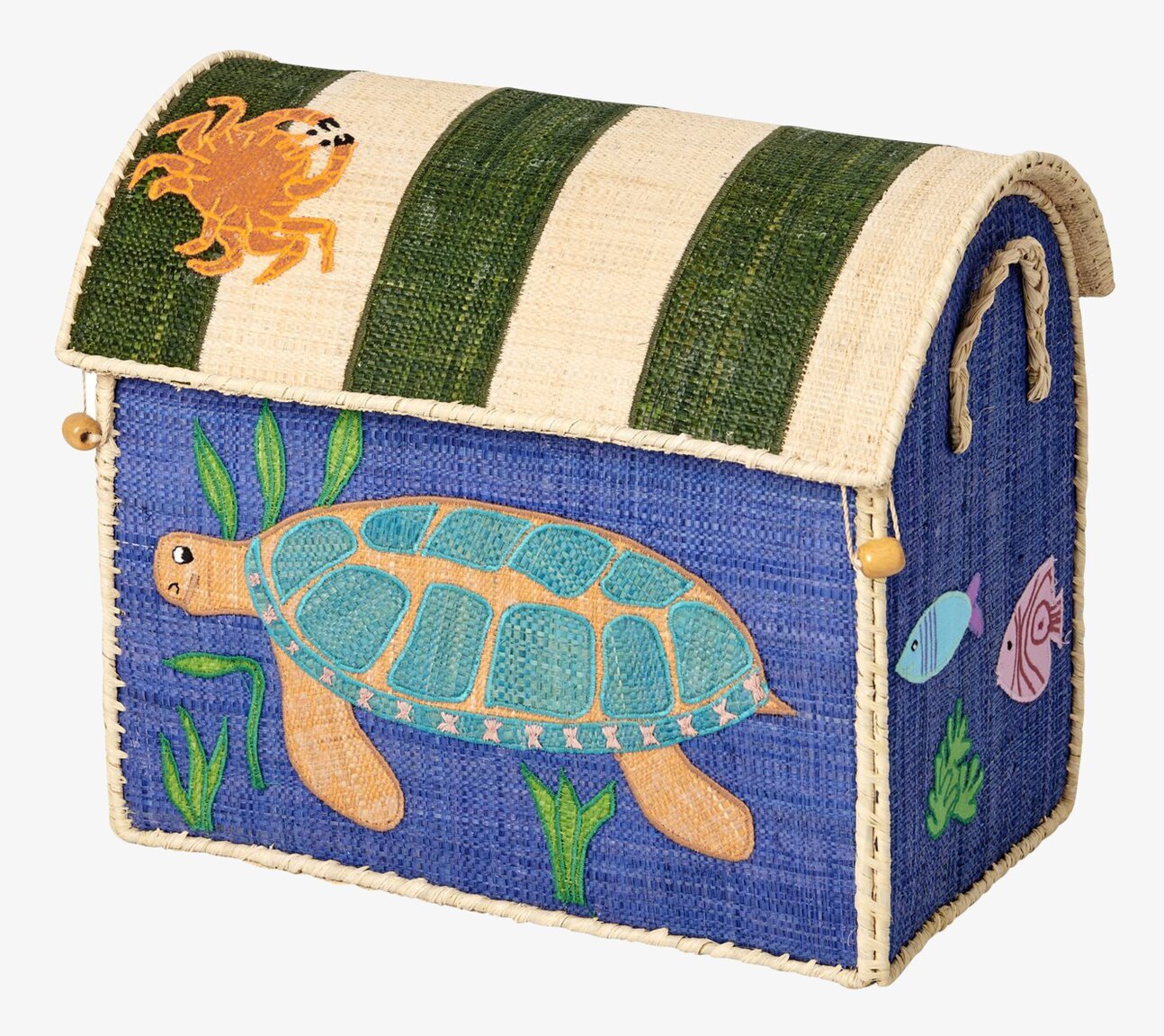 Bild av färgglad förvaringskorg med havstema