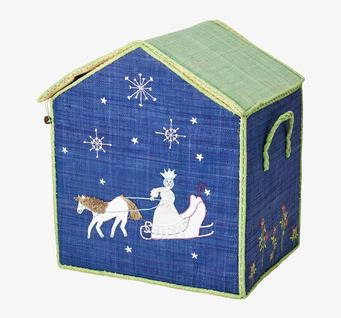 Foto av unik förvaringskorg med vintermotiv och detaljer