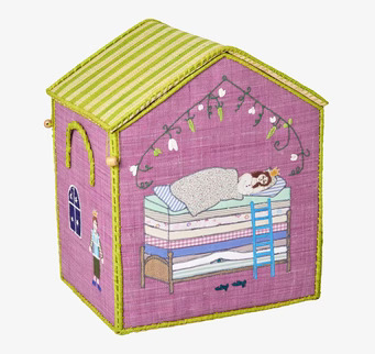 Bild av förvaringskorg med sagotema och detaljer