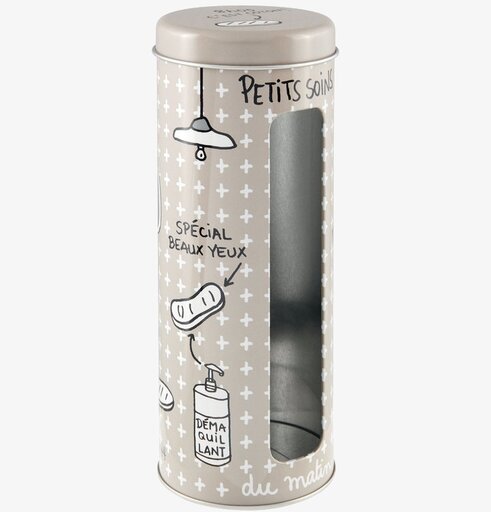 Plåtburk Bomullspads från Derriére la porte med grå design