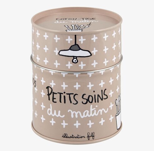 Plåtburk Bomullspinnar från Derriére la porte i beige färg