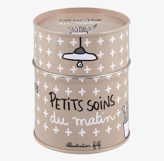 Plåtburk Bomullspinnar från Derriére la porte i beige färg