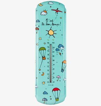 Bild av väggtermometer med lekfullt luftballongmönster