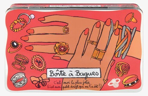 Plåtburk Ringar från Derriére la porte med färgglada ringar