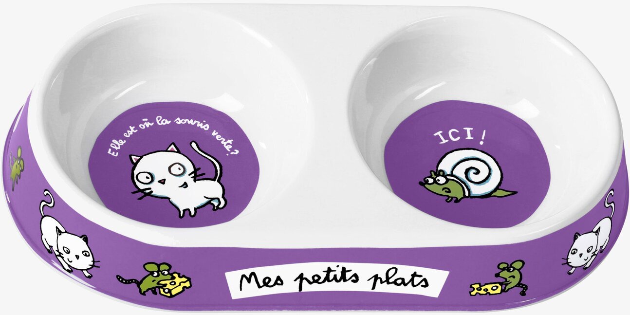 Kattskål lila från Derriére la porte med dubbla fack