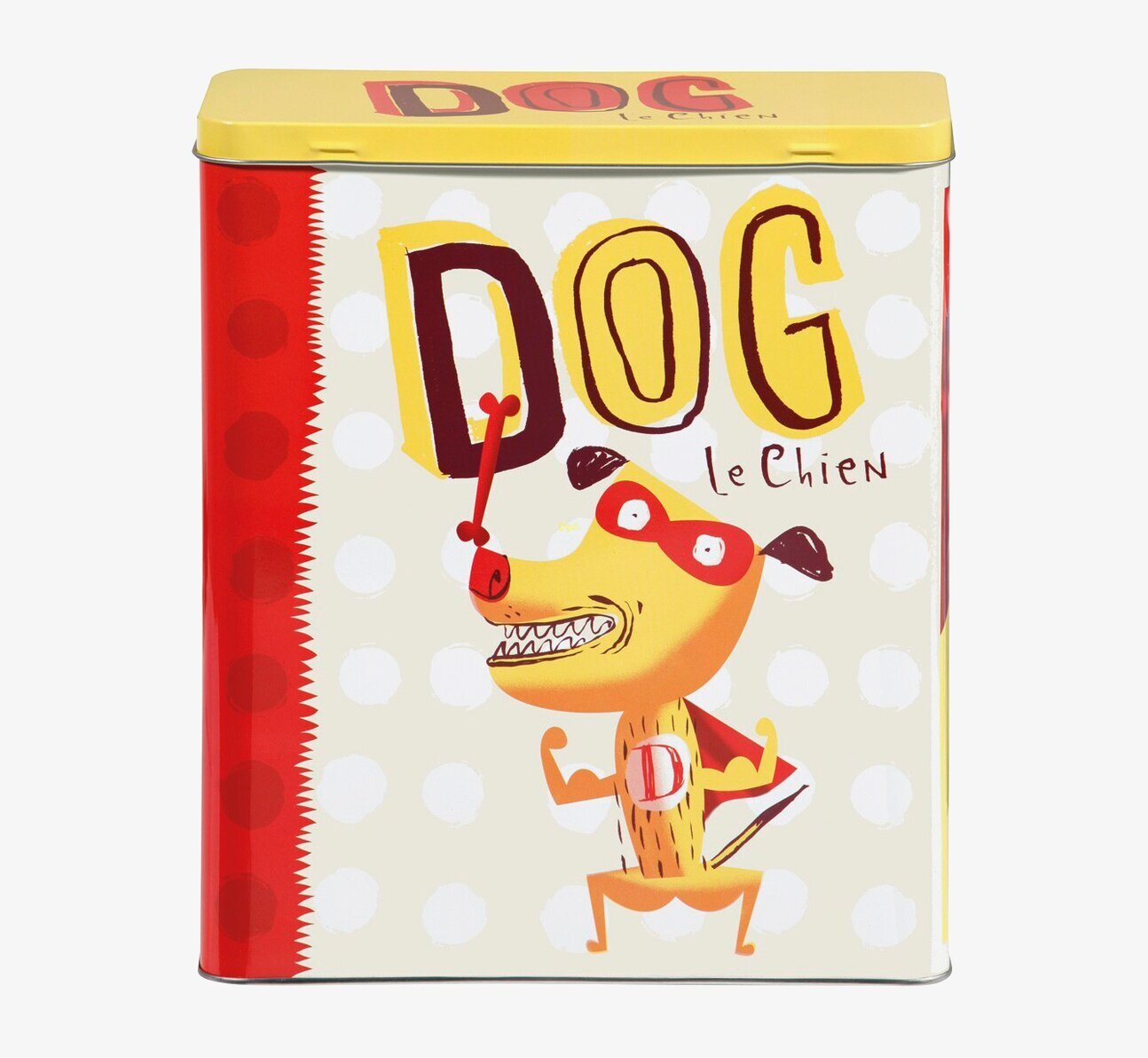 Plåtburk Hundsaker gul/röd från Derriére la porte