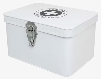 Bild av stilren och funktionell medicinlåda i stål