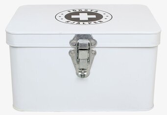 Bild av stilren och funktionell medicinlåda i metall