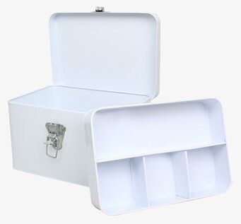 Foto av stilren och funktionell medicinlåda i plåt