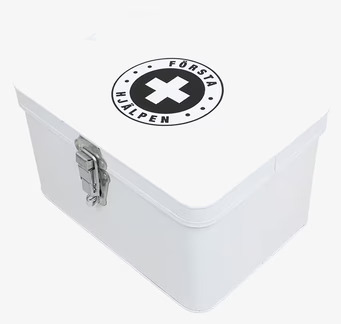 Bild av stilren och praktisk medicinlåda i metall