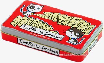 Plåtburk Domino röd från Derriére la porte med katter