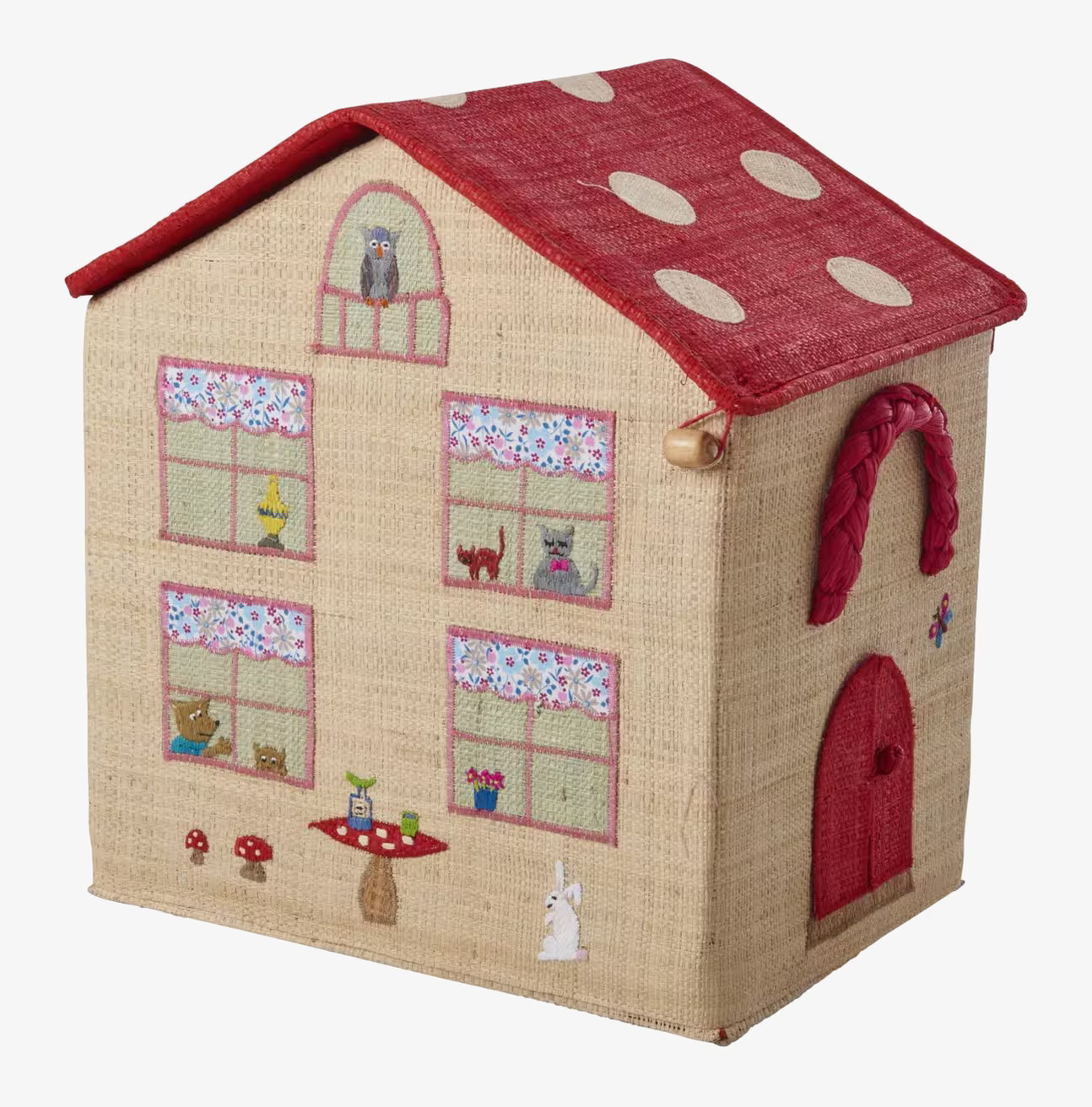 Bild av charmig förvaringskorg formad som ett hus