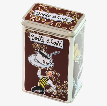 Plåtburk Kaffe brun från Derriére la porte med illustrationer