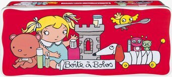Plåtburk Barnprylar Röd från Derriére la porte med figurer