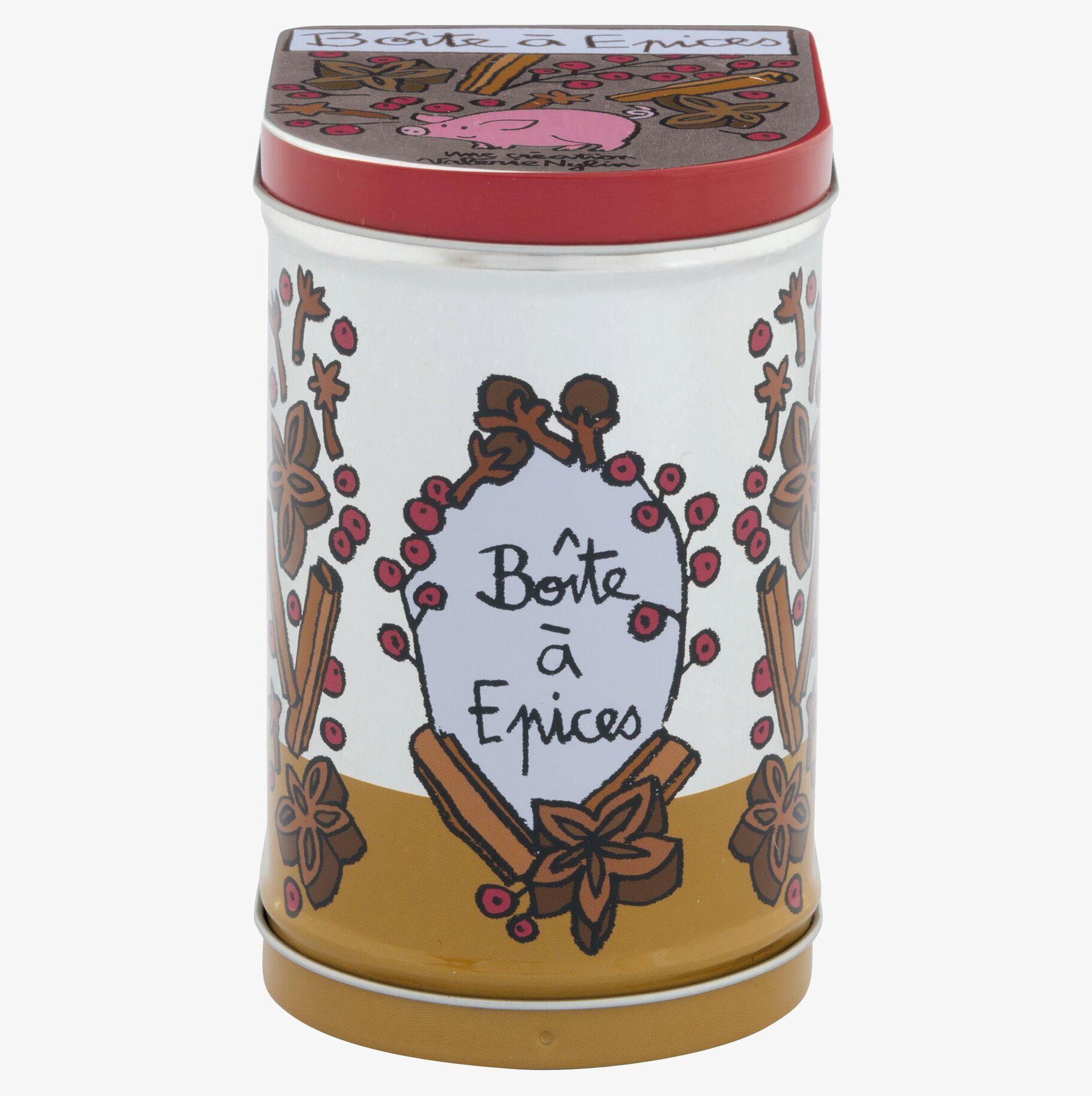 Plåtburk Kryddte Röd från Derriére la porte med kryddmotiv