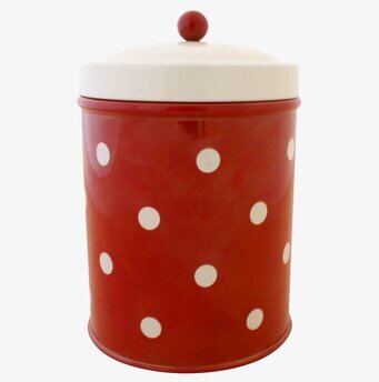Plåtburk Prick Liten Röd/Vit från Strömshaga, retro design