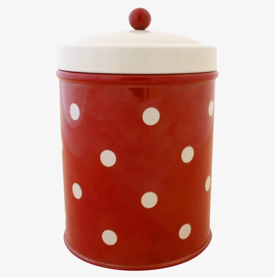 Plåtburk Prick Liten Röd/Vit från Strömshaga, retro design